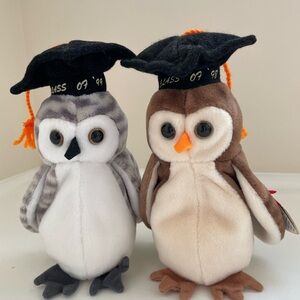 Ty Owl Plush Pair with Graduation Caps
